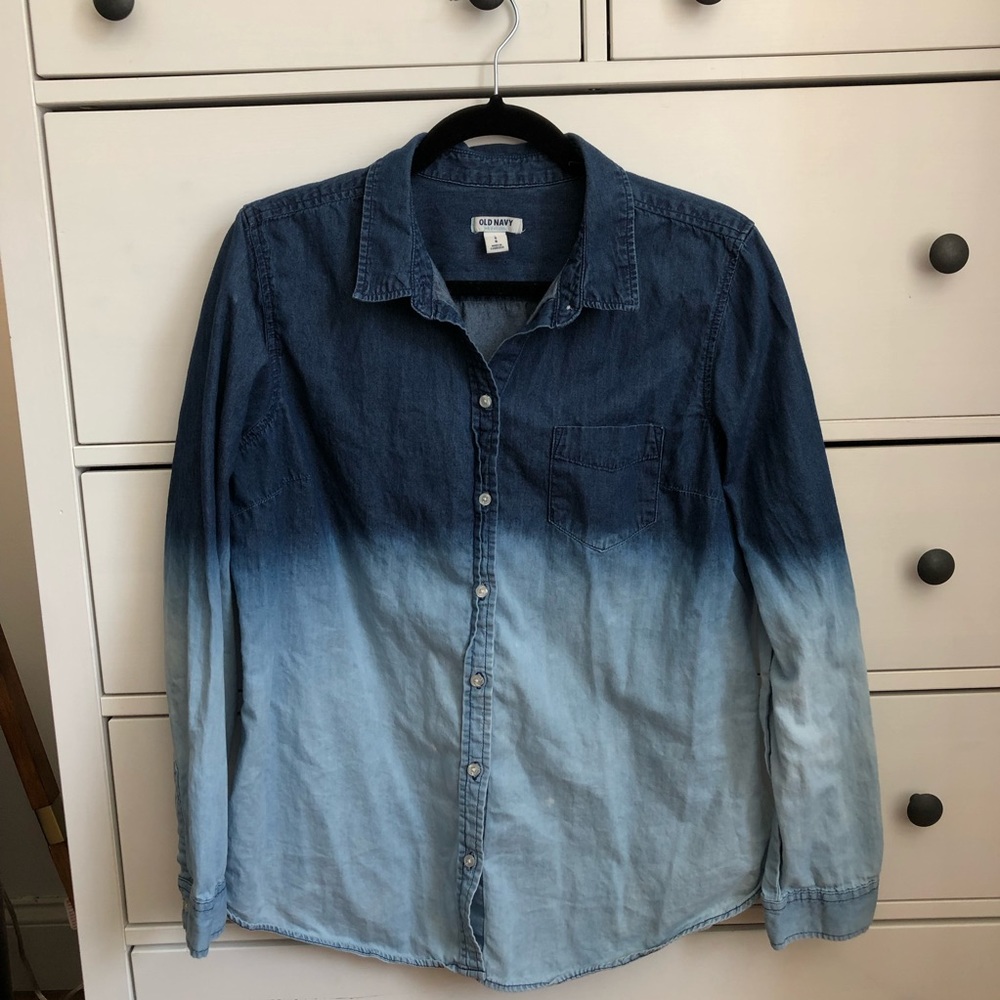 Old Navy Dip Dye Ombré Button Down
